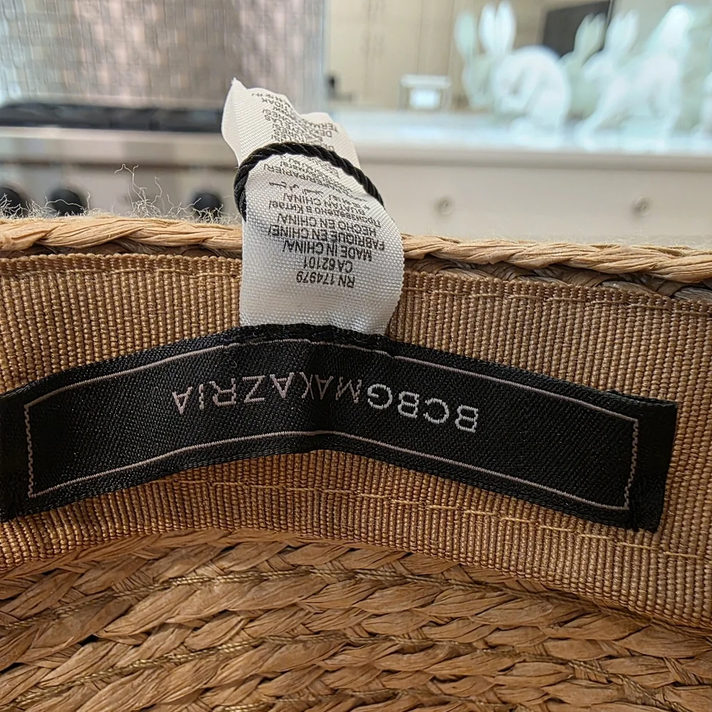 BCBGMaxAzria Tan and Black Wide Brim  Straw Hat - Picture 10 of 11